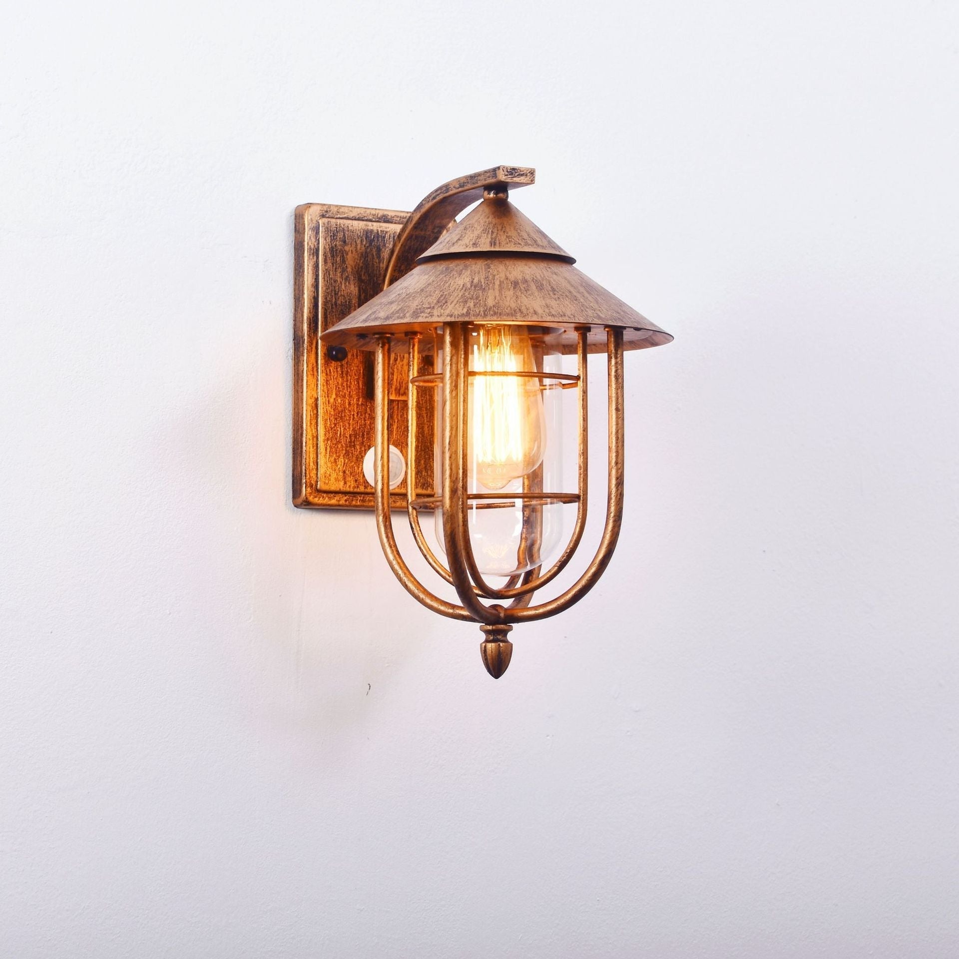 Contemporary Industrial Human Sensing Iron Glass 1-Light Outdoor Wall Sconce Lamp For Garden Cuvalon