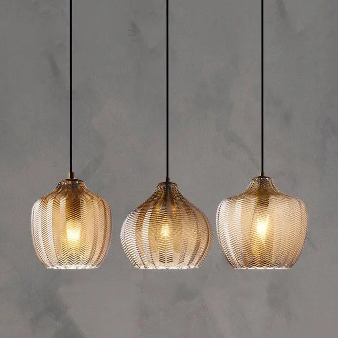 Nordic Textured Wavy Glass 1-Light Barrel Pendant Light Cuvalon