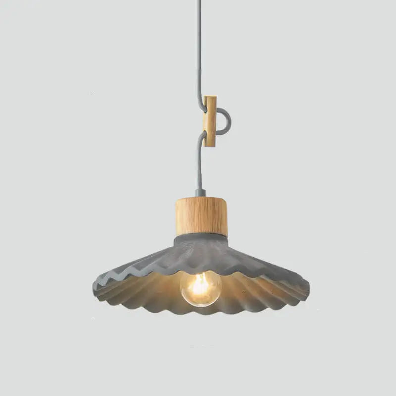 Modern Macaron Cement Scalloped Shade 1-Light Pendant Light for Living Room Cuvalon