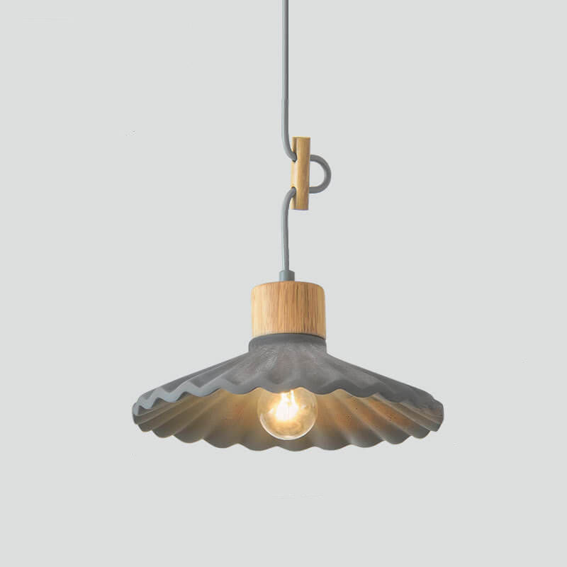 Modern Macaron Cement Scalloped Shade 1-Light Pendant Light Cuvalon