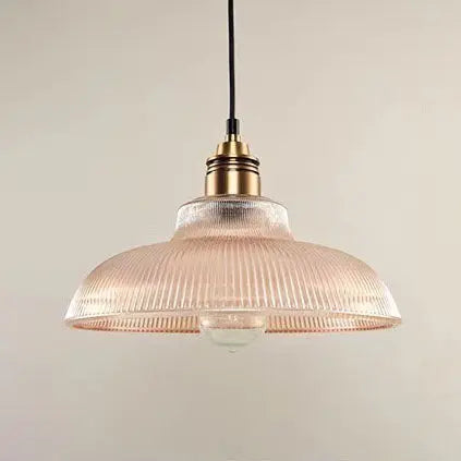 Vintage Striped Pot Lid Glass 1-Light Pendant Light Cuvalon