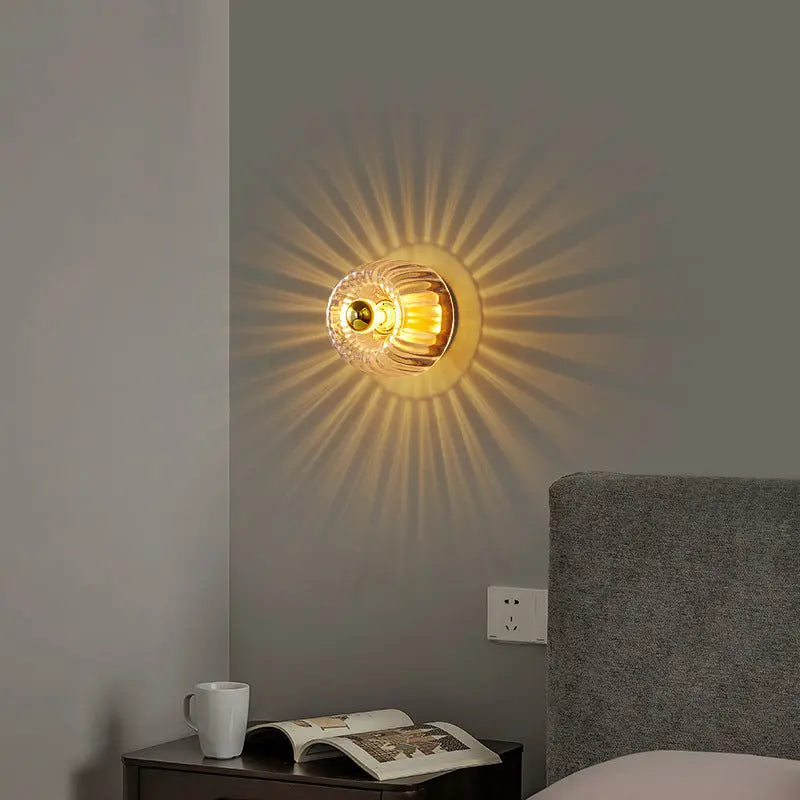 Modern Luxury Glass Sun Shape Full Copper Dual Purpose 1-Light Flush Mount Light Cuvalon