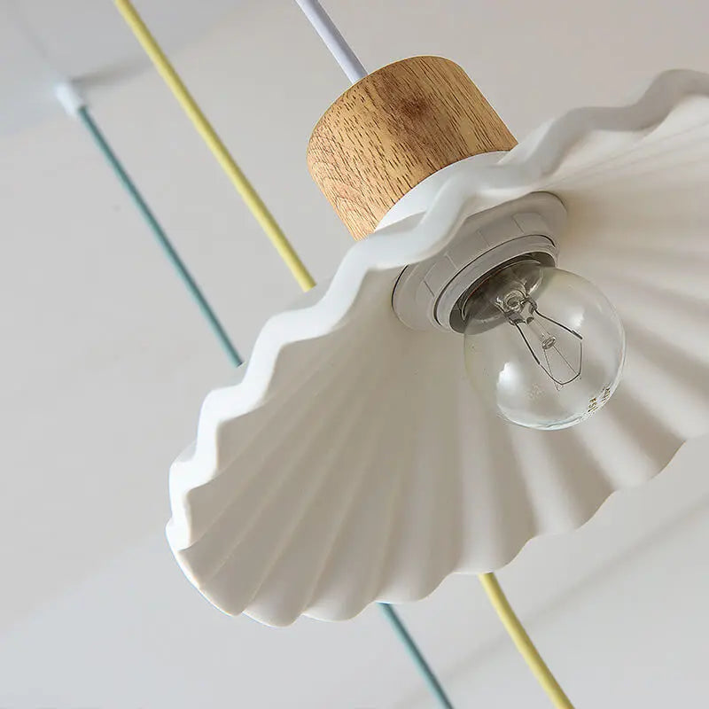 Modern Macaron Cement Scalloped Shade 1-Light Pendant Light for Living Room Cuvalon