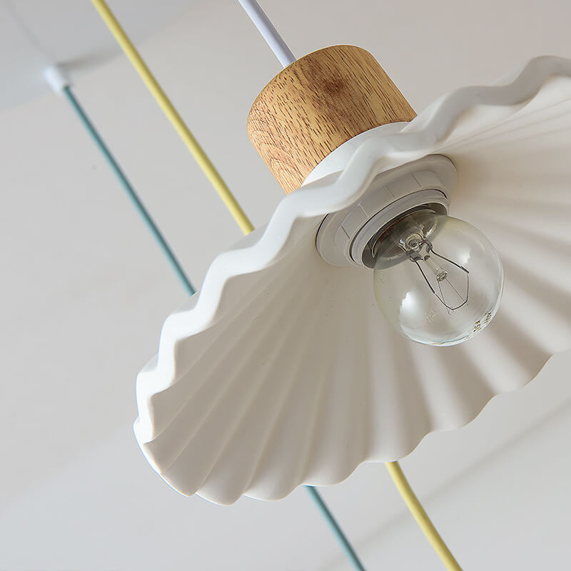 Modern Macaron Cement Scalloped Shade 1-Light Pendant Light Cuvalon