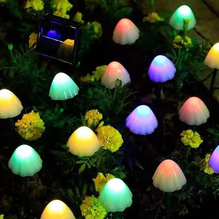 Contemporary Creative Plastic Solar LED Mushroom Lights String Lights For Outdoor Patio Cuvalon