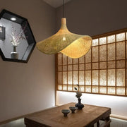 Woven Bamboo 1-Light Straw Hat Pendant Light Cuvalon