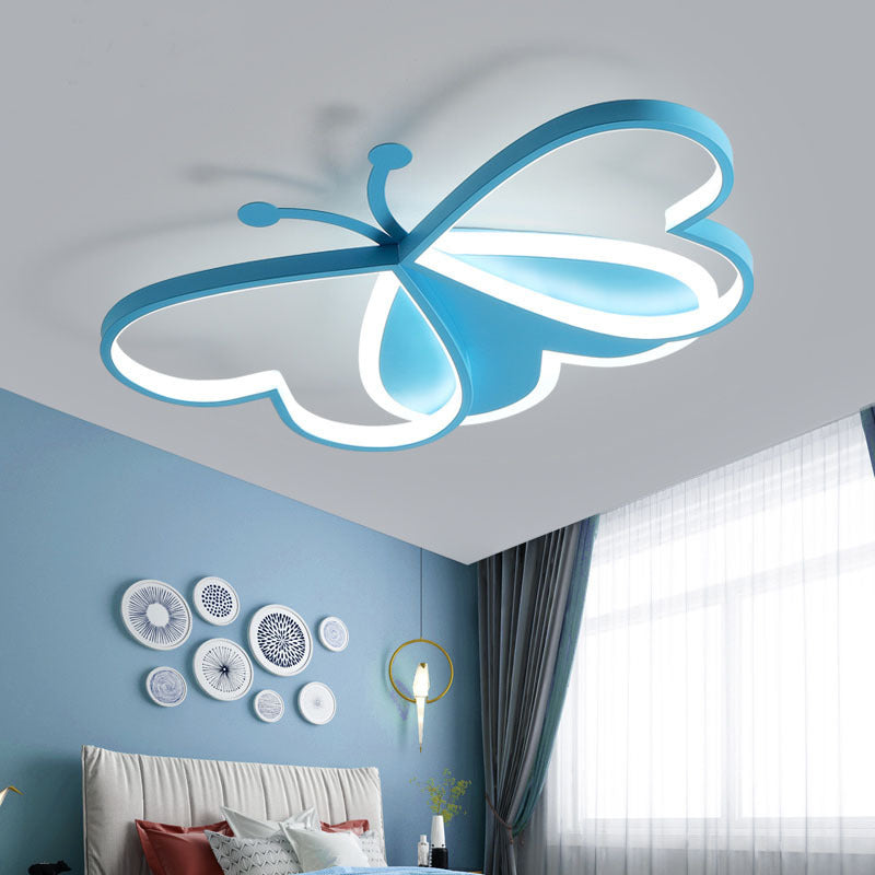 Modern Art Deco Acrylic Kids Butterfly Shape LED Flush Mount Light For Bedroom Cuvalon