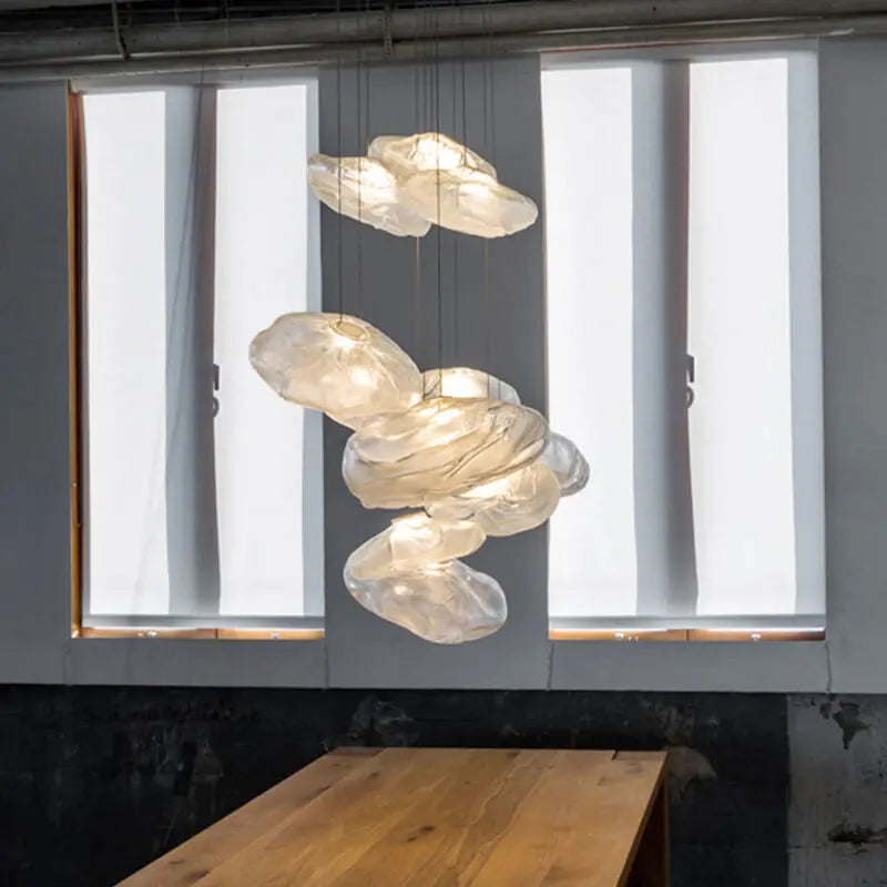 Modern Shaped Glass 1-Light Cloud Suspension Pendant Light Cuvalon