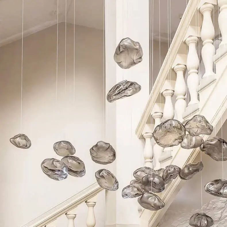 Modern Shaped Glass 1-Light Cloud Suspension Pendant Light Cuvalon