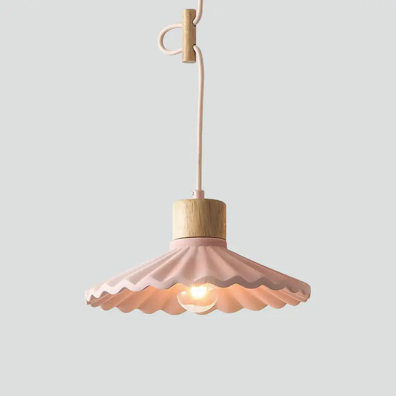 Modern Macaron Cement Scalloped Shade 1-Light Pendant Light for Living Room Cuvalon