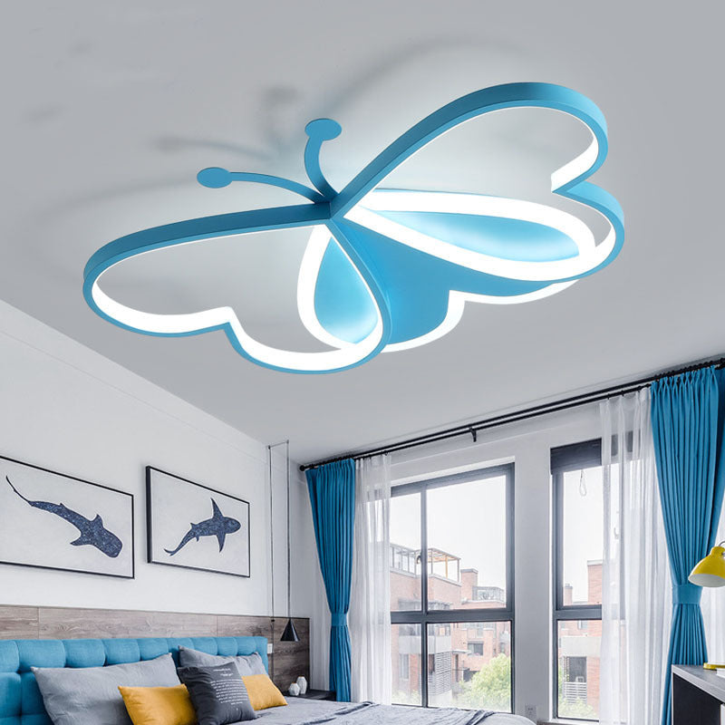 Modern Art Deco Acrylic Kids Butterfly Shape LED Flush Mount Light For Bedroom Cuvalon