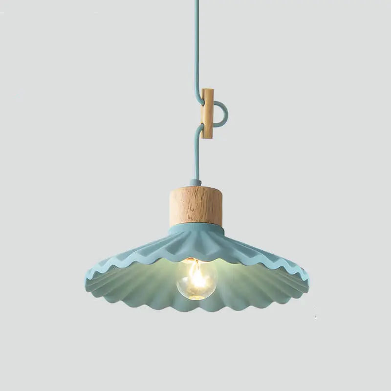 Modern Macaron Cement Scalloped Shade 1-Light Pendant Light for Living Room Cuvalon