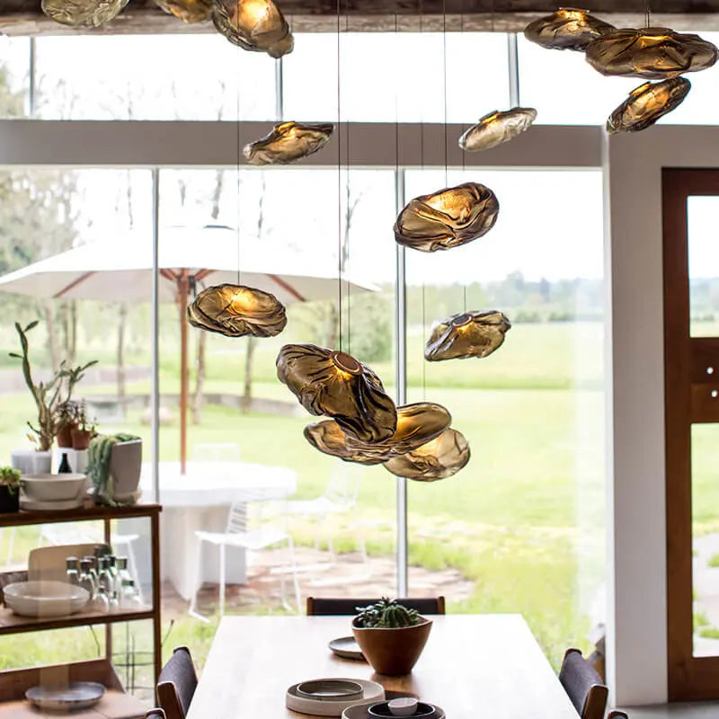 Modern Shaped Glass 1-Light Cloud Suspension Pendant Light Cuvalon