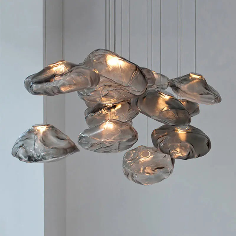 Modern Shaped Glass 1-Light Cloud Suspension Pendant Light Cuvalon