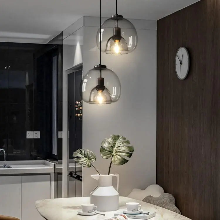 Minimalist Smoke Gray 1-Light Hand-Blown Glass Dome Pendant Light Cuvalon