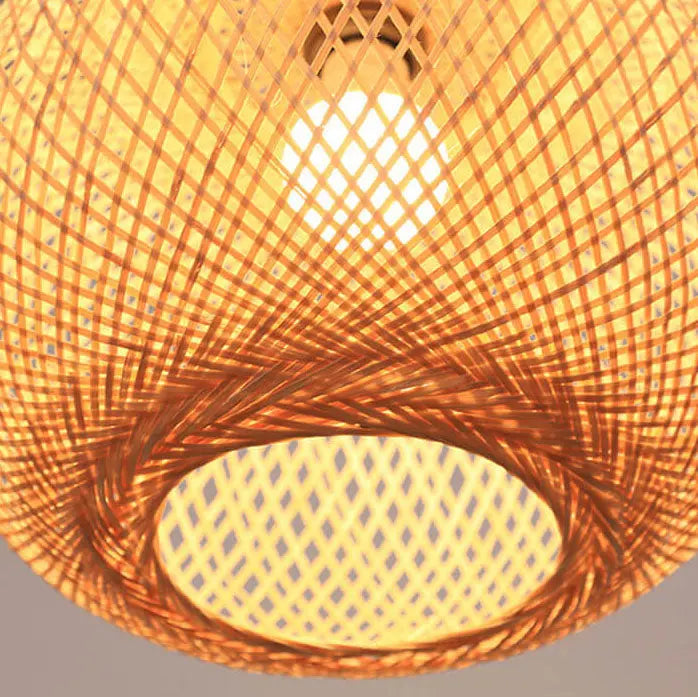Bamboo Weaving Round Ball Beige 1-Light Japanese Pendant Light Cuvalon