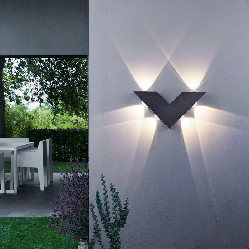 Modern Minimalist V-Shaped Triangle Aluminum Glass LED Wall Sconce Lamp For Garden Cuvalon
