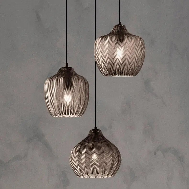 Nordic Textured Wavy Glass 1-Light Barrel Pendant Light Cuvalon