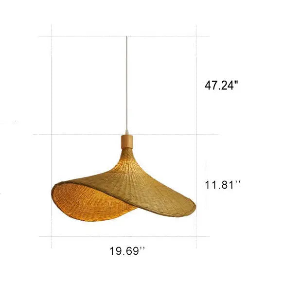 Woven Bamboo 1-Light Straw Hat Pendant Light Cuvalon