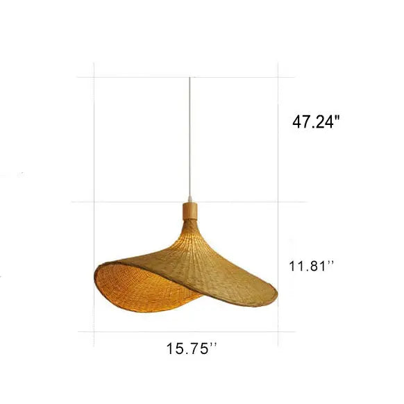 Woven Bamboo 1-Light Straw Hat Pendant Light Cuvalon