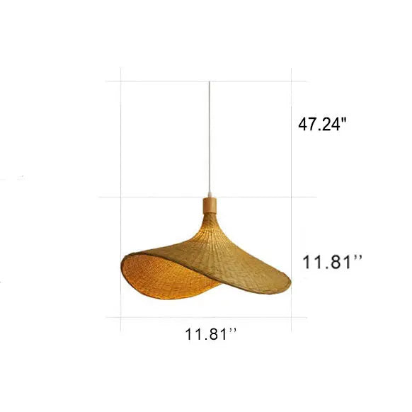 Woven Bamboo 1-Light Straw Hat Pendant Light Cuvalon