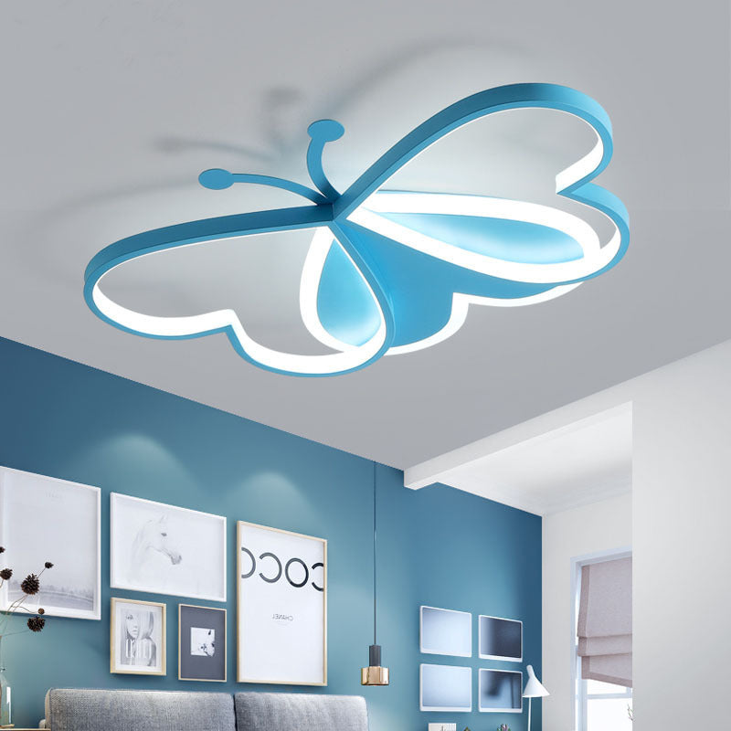 Modern Art Deco Acrylic Kids Butterfly Shape LED Flush Mount Light For Bedroom Cuvalon