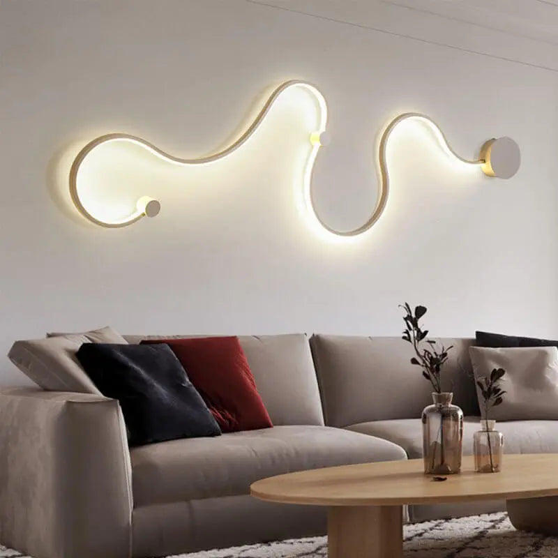 Modern Long Aluminum Snake Shaped 1-Light Curved LED Wall Sconce Lamp Cuvalon