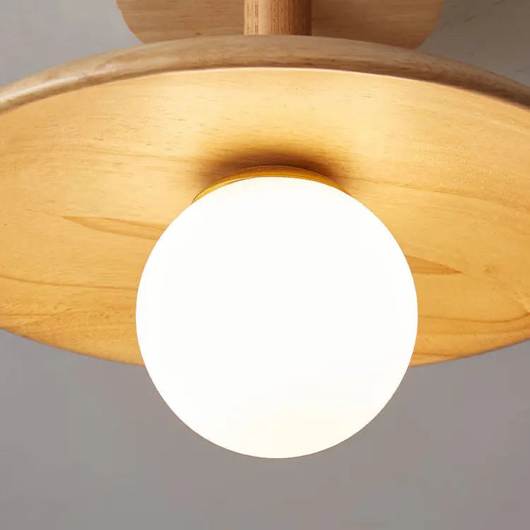 Nordic Creative Wooden Dome 1-Light Semi-Flush Mount Ceiling Light Cuvalon