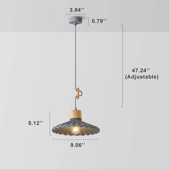 Modern Macaron Cement Scalloped Shade 1-Light Pendant Light Cuvalon