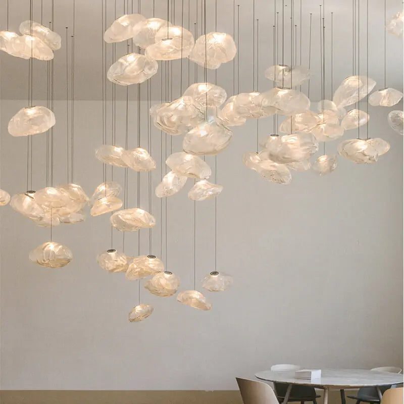 Modern Shaped Glass 1-Light Cloud Suspension Pendant Light Cuvalon