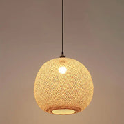 Bamboo Weaving Round Ball Beige 1-Light Japanese Pendant Light Cuvalon