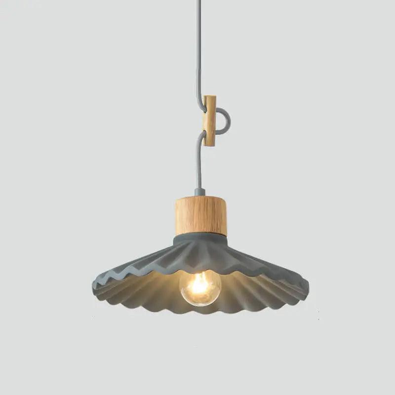 Modern Macaron Cement Scalloped Shade 1-Light Pendant Light for Living Room Cuvalon