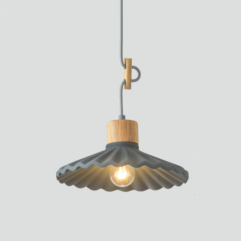 Modern Macaron Cement Scalloped Shade 1-Light Pendant Light Cuvalon