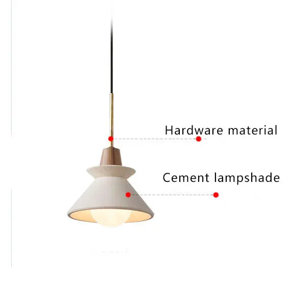 Nordic Minimalist White Cement 1-Light Tapered Pendant Light Cuvalon