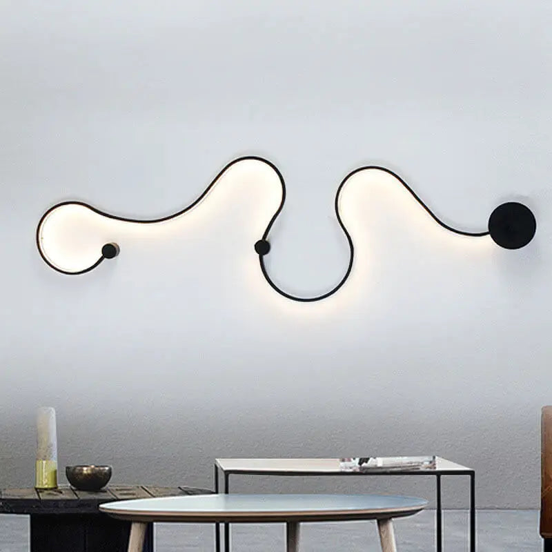 Modern Long Aluminum Snake Shaped 1-Light Curved LED Wall Sconce Lamp Cuvalon