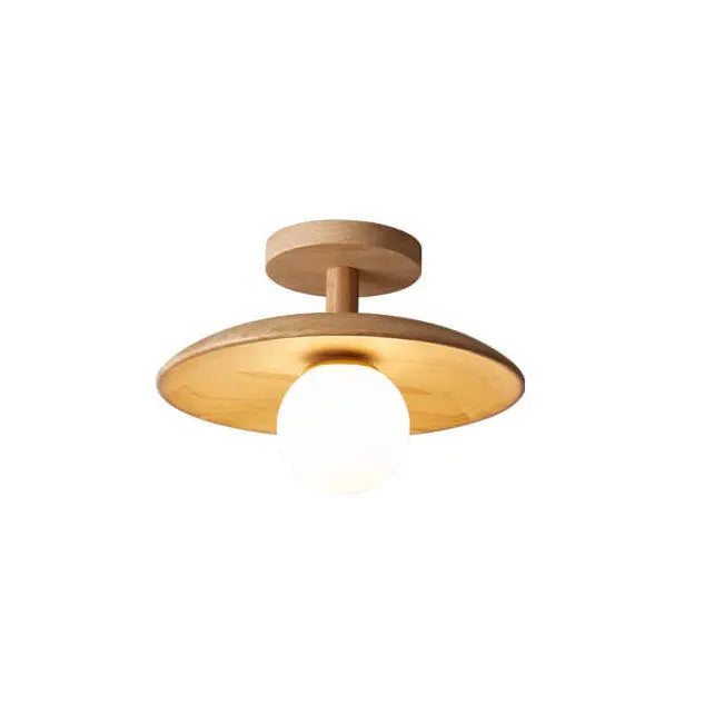Nordic Creative Wooden Dome 1-Light Semi-Flush Mount Ceiling Light Cuvalon