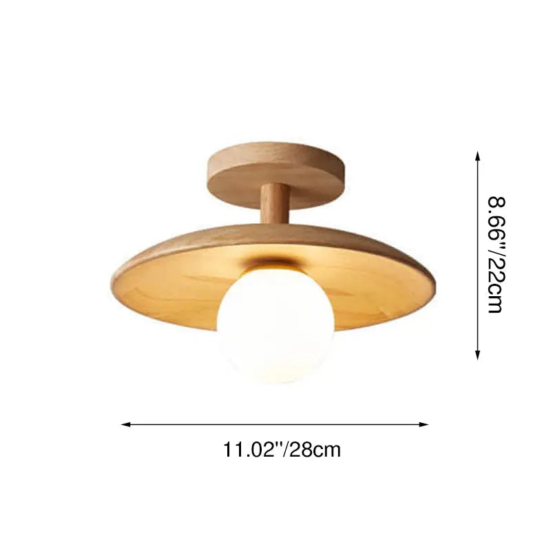 Nordic Creative Wooden Dome 1-Light Semi-Flush Mount Ceiling Light Cuvalon