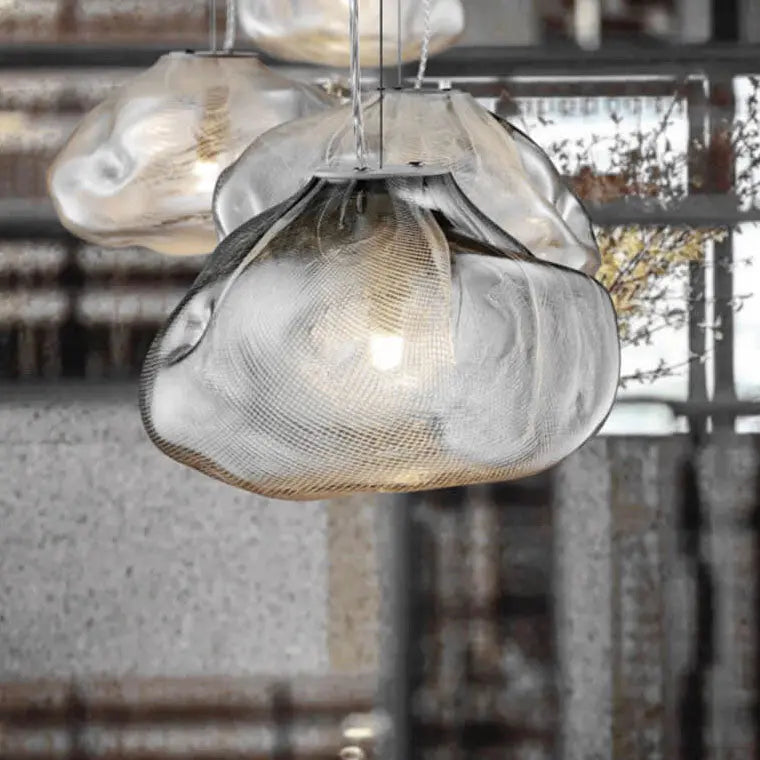 Modern Shaped Glass 1-Light Cloud Suspension Pendant Light Cuvalon