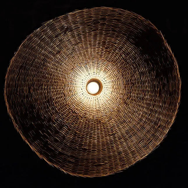Woven Bamboo 1-Light Straw Hat Pendant Light Cuvalon