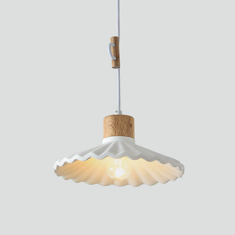 Modern Macaron Cement Scalloped Shade 1-Light Pendant Light Cuvalon