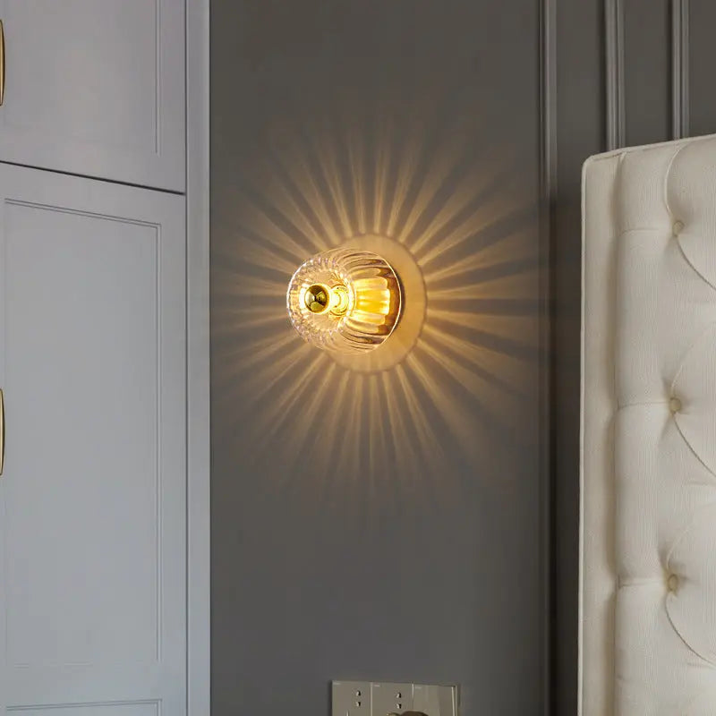 Modern Luxury Glass Sun Shape Full Copper Dual Purpose 1-Light Flush Mount Light Cuvalon
