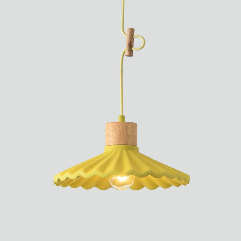 Modern Macaron Cement Scalloped Shade 1-Light Pendant Light Cuvalon
