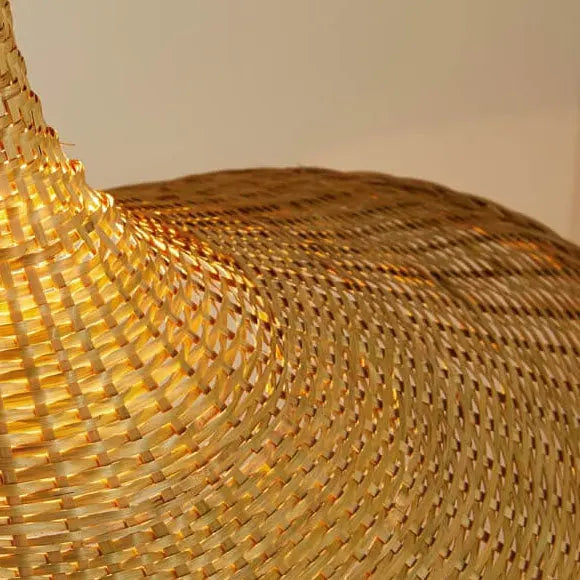 Woven Bamboo 1-Light Straw Hat Pendant Light Cuvalon