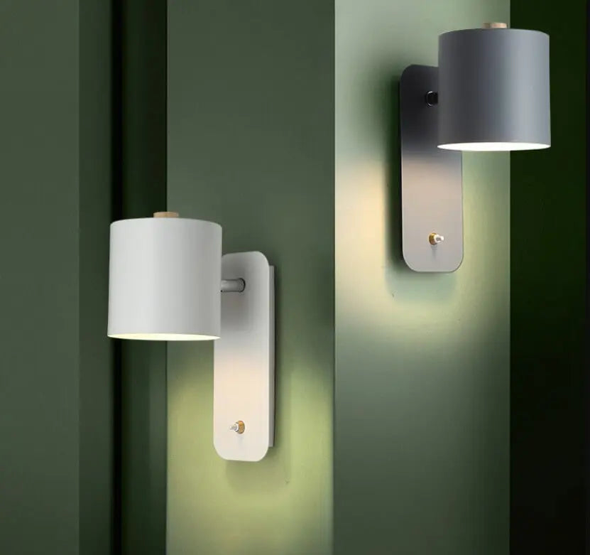 Nordic Macaron Cylinder Shape Rotatable 1-Light Wall Sconce Lamps Cuvalon