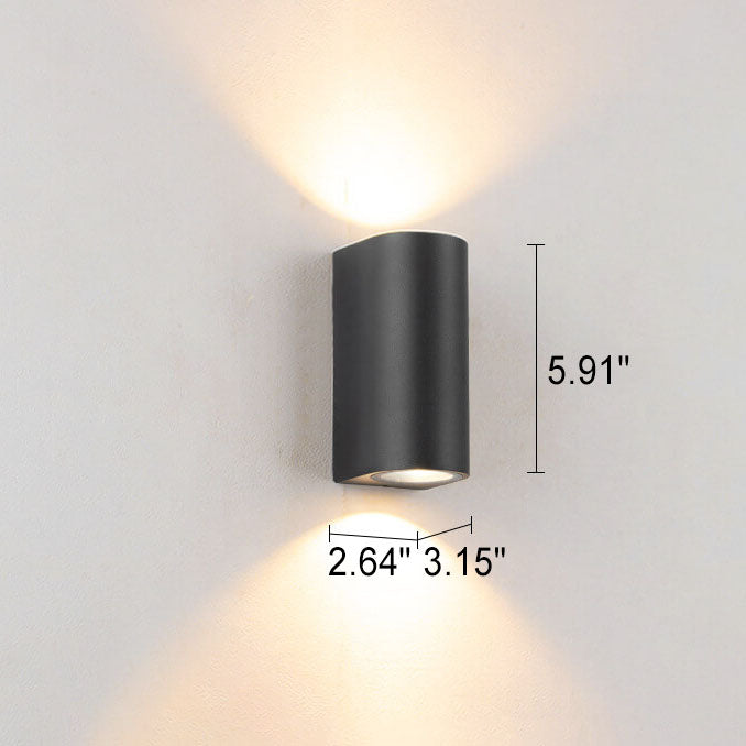 Modern Simple Outdoor Waterproof Aluminum Glass Cylinder 2-Light Wall Sconce Lamp Cuvalon
