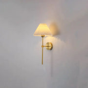 Vintage Pleated Fabric Shade Straight Arm 1-Light Wall Sconce Lamp Cuvalon