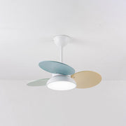 Simple Colorful Round Fan Leaf Kids Downrods Ceiling Fan Light Cuvalon