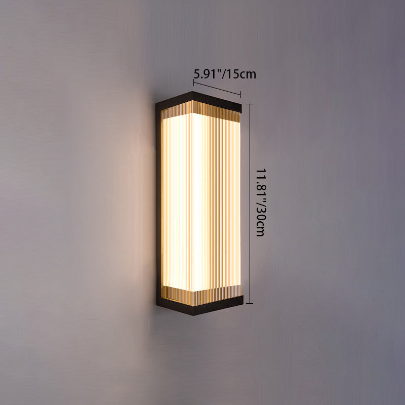 Modern Minimalist Waterproof Rectangular Stainless Steel Acrylic LED Outdoor Wall Sconce Lamp For Outdoor Patio Cuvalon