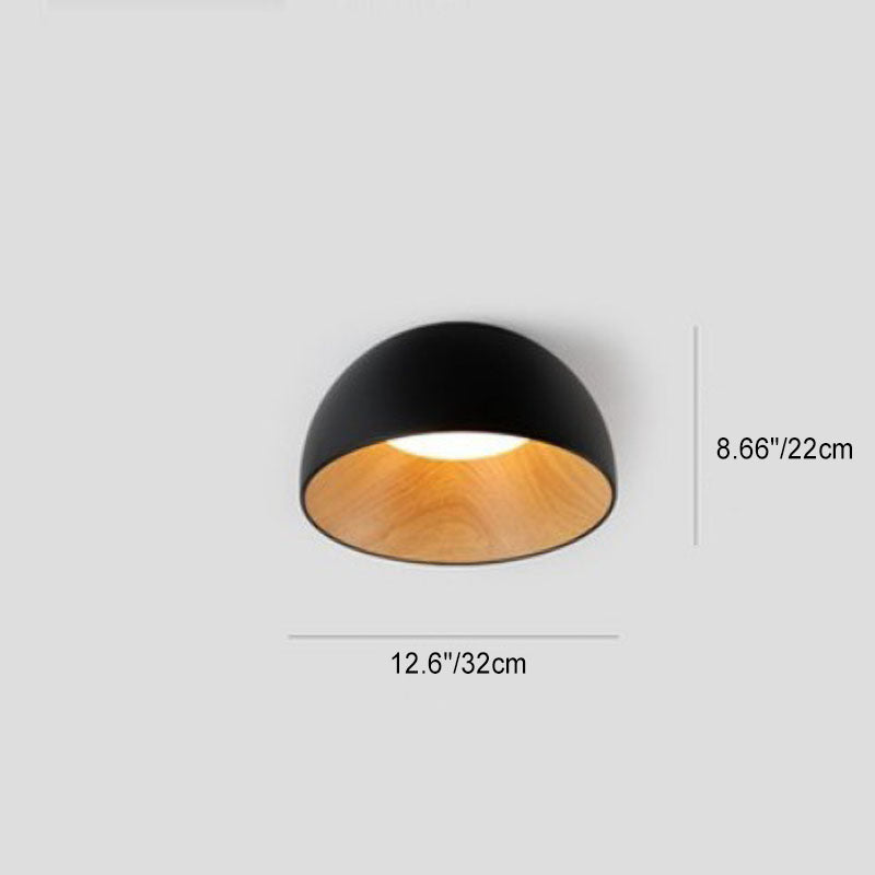 Minimalist Wooden Bowl Iron LED Flush Mount Ceiling Light Cuvalon