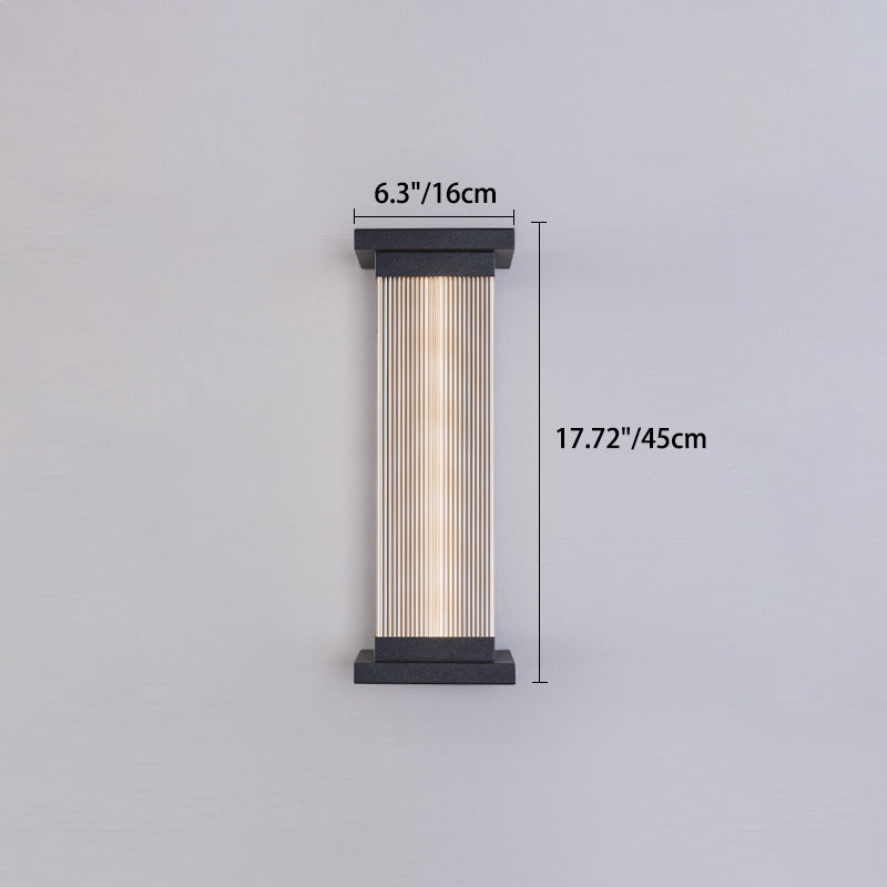 Modern Minimalist Waterproof Striped Rectangle Stainless Steel Acrylic Wall Sconce Lamp For Outdoor Patio Cuvalon